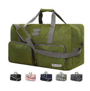 Sac de sport pliable en toile 65L, grande capacité, léger, avec fermeture éclair, bandoulière réglable, pour week-end ou nuitée - Product Image 1