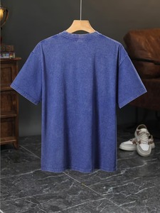 เสื้อยืดฮิปฮอปทรงโอเวอร์ไซส์ ยูนิเซ็กซ์ คุณภาพสูง ผ้าฝ้าย 100% ล้างสีแบบ Stone Washed และ Acid Wash  สไตล์ลำลอง  แบบเรียบ  ทรงพอดีตัว ขายส่ง - Product Image 2