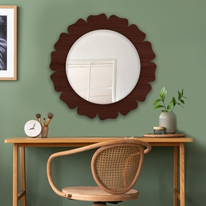 Beautiful Scandinavian Floral Design Glass <b>Wall</b> <b>Mirror</b> with Beveled Edge Artistic Decorative Bathroom <b>Mirror</b> - Product Image 2
