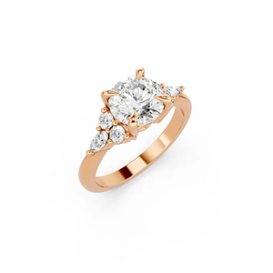 แหวนหมั้นเพชรแล็บโกรว์สำหรับผู้หญิง ทอง 14K ชุบโรเดียม เพชรเม็ดเดี่ยวทรงบริลเลียนท์ ประดับเพชรข้าง ได้รับการรับรองจาก IGI ดีไซน์ทันสมัย - Product Image 2
