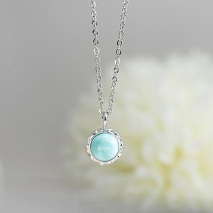 จี้มูนสโตนลาริมาร์ เงินแท้ 925 สร้อยคอพลอยธรรมชาติ เครื่องประดับสำหรับผู้หญิง ของขวัญ ขายส่ง - Product Image 4