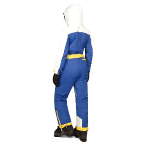 Custom Women One Piece Ski Suit Waterproof Windproof Retro <b>Rainbow</b> Stripe Snowboard <b>Jumpsuit</b> with Hood and Belt - Product Image 4