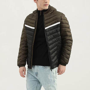 Men's Black Glossy Cotton Filled Puffer <b>Jacket</b> Hooded Stand Collar Windproof <b>Waterproof</b> Casual Winter Coat Regular Fit Canvas - Product Image 1