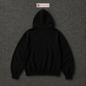 Sudadera con Capucha Negra Oversize Estilo Gótico con Diseño de Cruz de Pedrería y Mangas Tachonadas, Sudadera con Capucha Unisex de Moda Urbana - Product Image 6