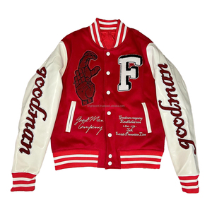 OEM Men's Polyester/Cotton Winter Varsity Letterman <b>Jacket</b> Stand Collar <b>High</b> School Lettering Embroidery Customize Wool - Product Image 1