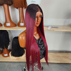 Hot Supplier 100% Vietnamese Human Hair Front <b>Lace</b> <b>Wig</b> Straight Ombre Pink Color 8-30 Inch Natural Hairline - Product Image 2