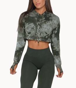 Women's Cropped Camo Hoodie Casual Camouflage Long Sleeve Pullover Hooded Sweatshirt Streetwear <b>Crop</b> <b>Top</b> - Product Image 1