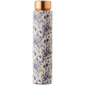 Classical White Copper Water <b>Bottle</b> Floral Printed Eco-Friendly Dishwasher Safe Luxury Drinkware Ayurvedic Health <b>Bottle</b> for - Product Image 1