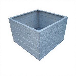 Classic KNT Creations FRP Cubo Series Square Fiberglass Lightweight Durable Floor Boughpot Drainage Hole Hand Carved Finish Big - Product Image 1