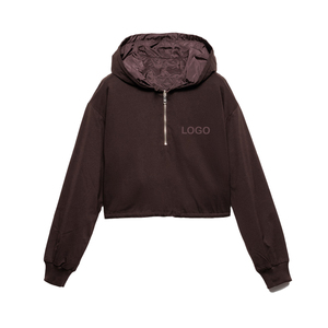 Custom Women's Reversible Cotton Jersey Re-Nylon Hoodie Boxy Fit Cropped Hoodie Luxury Streetwear <b>Jacket</b> OEM manufacturer - Product Image 1