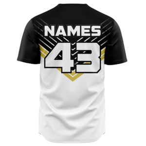 Camiseta Deportiva de Béisbol Personalizada para Hombre, Negra, Blanca y Dorada, con Botones, Transpirable, Uniforme de Equipo de Softbol - Product Image 3