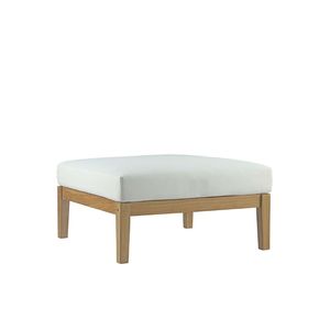 Pouf en bois Uva de style victorien moderne avec rangement et coussin en tissu blanc - Meuble de salon durable et écologique - Product Image 1