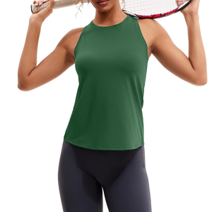 Women's Green Sleeveless <b>Tank</b> <b>Top</b> Solid Color Crew Neck <b>Knitted</b> Casual Wear Breathable Spandex Polyester - Product Image 2