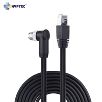 Câble de caméra industrielle RJ45 vers connecteur mâle M12 8 broches X-codé à angle droit pour systèmes de transmission de données haute vitesse