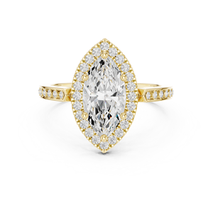 Anillos Clásicos de Oro Amarillo de 14K con Diamante Cultivado en Laboratorio Certificado por IGI de 2 CT, Corte Marquesa, para Aniversario, Boda, Compromiso, con Halo - Product Image 1