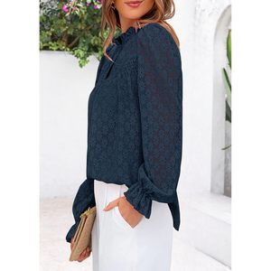 Blusas Casuales Personalizadas para Mujer 2025, con Botones, Ojales, Encaje, Manga Larga, Bordadas, Atuendos de Otoño, Tops - Product Image 6