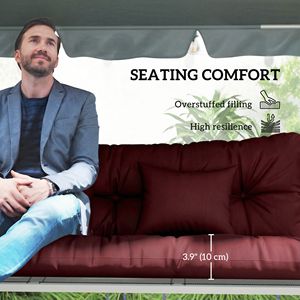 Set di 4 Cuscini per Sedie da Patio Rosso Vino, Cuscini di Ricambio per Schienale e Seduta con Lacci, Cuscini da Esterno - Product Image 6