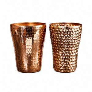 Ensemble de deux verres en cuivre martelé, gobelets en cuivre à fossettes, vaisselle en cuivre pur, coffret cadeau, vente en gros - Product Image 1