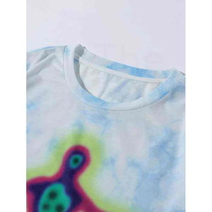Men's <b>Tie</b>-Dye Short Sleeve O-Neck T-Shirt Casual <b>Knitted</b> Oversized Character Pattern Front Print Regular Fit 100% Cotton Jersey - Product Image 4