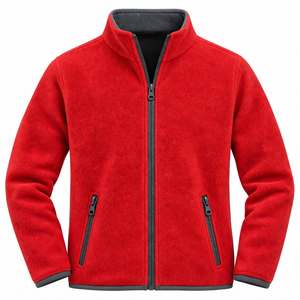 Custom Crimson Red Full Zip Polar Fleece Bomber Jacket <b>Men</b> Stand Collar Warm Outdoor Sport Autumn <b>Thermal</b> Zipper Front Windproof - Product Image 1