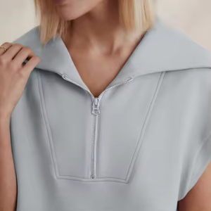 2025 conjunto corto de sudor sin mangas con media cremallera personalizado para mujer traje deportivo de ocio estampado para ropa ajustada - Product Image 5