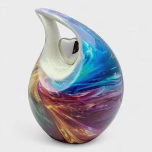 Urne funéraire colorée en forme de goutte d'eau, en métal, pour cendres, avec découpe en forme de cœur, récipient décoratif commémoratif - Product Image 2