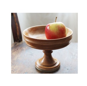 Plato de Madera Maciza con Pedestal para Servir Frutas, Nueces, Golosinas y Dulces, Decoración de Mesa, Presentación en la Comedor y Decoración del Hogar - Product Image 1