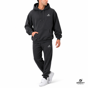 Sudadera con Capucha de Forro Polar para Hombre SINEWY SPORTS, Corte Holgado, Color Sólido, Bolsillo Frontal con Logotipo, Ropa de Invierno Transpirable, 100% Algodón, Informal - Product Image 4
