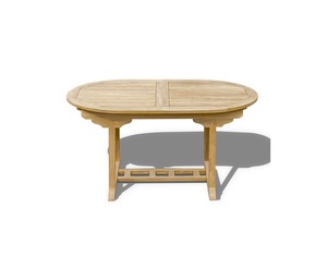 โต๊ะไม้สักทรงวงรีแบบขยายได้สำหรับรับประทานอาหารกลางแจ้ง โต๊ะไม้เนื้อแข็งเคลือบผิวธรรมชาติ - Product Image 5