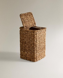 Cesta cuadrada de junco marino con tapa abatible, cesta de almacenamiento hecha a mano, venta al por mayor, ecológica, hecha en Vietnam - Product Image 4