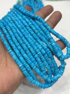 Perles de pierres précieuses de haute qualité pour la fabrication de bijoux, 17 pouces, marcassite bleue naturelle, forme Heishi lisse, taille 6-7 mm - Product Image 4