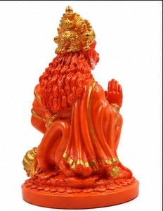 Handmade Hand Painted Resin Religious Hindu God Art Deco Figurine Red Gold Tabletop Living <b>Room</b> Housewarming Diwali <b>Decor</b> - Product Image 2