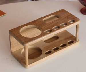 Wooden <b>toothbrush</b> and toothpaste <b>holder</b> with multi slot organizer for bathroom accessories oral care storage - Product Image 1