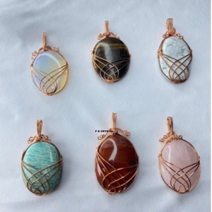 Pendentif en Amazonite de bonne qualité, sculpté et enroulé dans du fil, marque F S CRYSTAL, provenant du Gujarat, Inde, décoration d'intérieur, vente en gros - Product Image 4