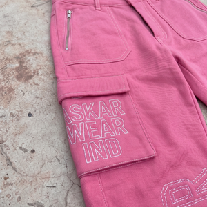 กางเกงคาร์โก้สีชมพูสำหรับผู้ชาย ยี่ห้อ Askar Wear รุ่น Ind เอวสูง ประดับคริสตัลและเพชรเทียม สไตล์สตรีท ผ้าแคนวาสเนื้อปานกลาง - Product Image 3