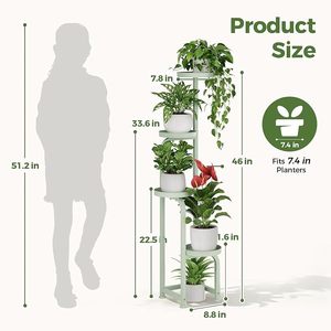 Support à plantes moderne en métal avec 5 niveaux circulaires pour plantes vertes et fleurs d'intérieur, finition thermolaquée - Product Image 2