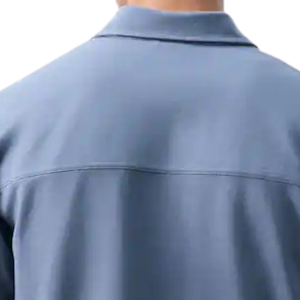 Chemise-veste décontractée pour homme en jersey sergé bleu moyen, à manches longues, avec deux poches poitrine et fermeture à boutons-pression, pour usage quotidien - Product Image 6