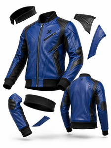 Blouson de moto en cuir style bomber |   Noir Bleu Orange Teal |   Fabricant OEM ODM |   Qualité de conception haut de gamme |   Vêtements de course | - Product Image 6