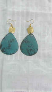 Pendientes de gota de latón de estilo antiguo Pendientes de madera recién llegados de alta calidad con diseño único pintado en gota para mujer - Product Image 5