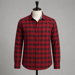 Camisa de Franela a Cuadros Roja Premium para Hombre |   Camisa de Trabajo Cómoda de Manga Larga con Botones |   Ropa Casual y Elegante para Exteriores - Product Image 1
