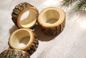 Anillos de Servilleta de Madera Rústica Vintage con Corteza, Duraderos, Ecológicos, Estilo Campestre Natural, Decoración de Mesa para Bodas y Festividades - Product Image 2