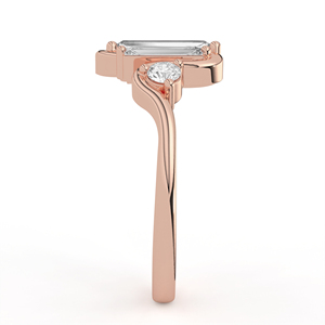 Anillo de Oro Amarillo de 14K y 18K con Diamante Cultivado en Laboratorio, Corte Baguette, Centro con Cinta Ondulada, Múltiples Piedras, Diseño Geométrico Mixto, Joyería Fina - Product Image 6