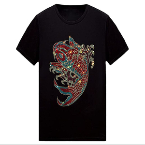 Camiseta 100% Algodón con Pedrería para Hombre, Camiseta con Transferencia de Diseño de Lujo Único y Casual de Alta Calidad - Product Image 1