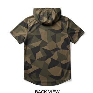เสื้อฮู้ดแขนสั้นผู้ชายแบบขายส่ง OEM สำหรับฤดูใบไม้ร่วง ทรงลำลอง พอดีตัว ผ้าเรียบ มีกระเป๋า สไตล์สตรีทแวร์ พิมพ์ลายแบบรีดร้อนตามสั่ง - Product Image 2