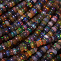 Perles d'Opale Noire Éthiopienne 100% Naturelle Grade AAA, 3mm-5mm, Trou de Perçage de 0.40mm, Rondelle Lisse, Pierre de Naissance d'Octobre, Gemmes Hasnain pour