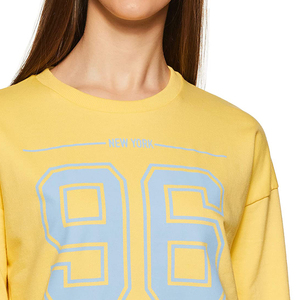 Sweat-shirt jaune à col rond pour femme avec imprimé 96 Brooklyn, haut décontracté à manches longues - Product Image 5