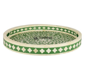 Plateau de service mobile artisanal en os incrusté, design moderne et luxueux, pour table à manger et décoration intérieure, par Tradebyd - Product Image 3