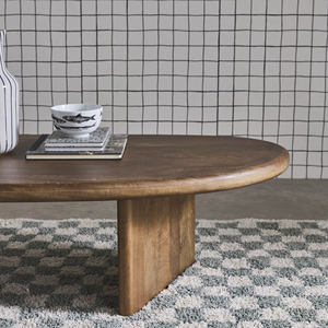 Nueva Mesa de Centro Moderna de Madera de Mango Sólida, Forma Irregular, Patas Plegables Resistentes, Acabado Marrón, para Sala de Estar, Estilo Lujoso - Product Image 3