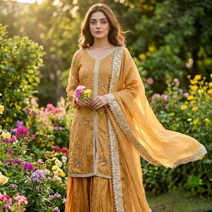 Conjunto de Kurti de Seda Étnica de Lujo con Detalles de Lentejuelas - Product Image 1