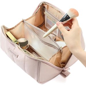 Trousse de Maquillage de Voyage Légère et Moelleuse pour Femme, Organisateur Cosmétique à Ouverture Plate avec Multiples Compartiments Fonctionnels pour Pinceaux - Product Image 2